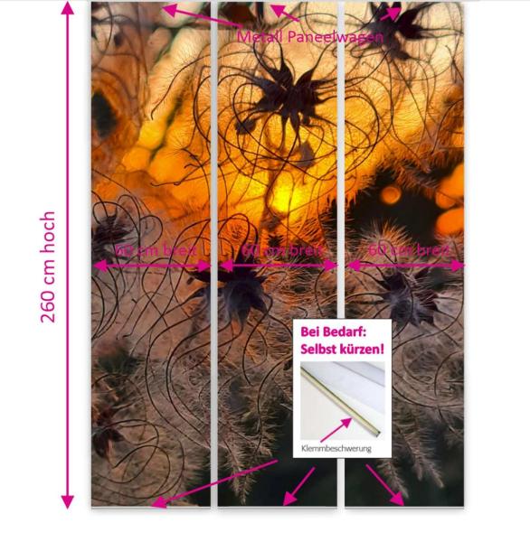Flächenvorhang Winterblick  3er Set, Schiebegardine, Schiebegardinen, blickdicht, Flächenvorhang blickdicht, Schiebevorhang,